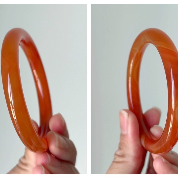 55mm Natural Carnelian Round Bangle BA122 - Picture 8 of 10
